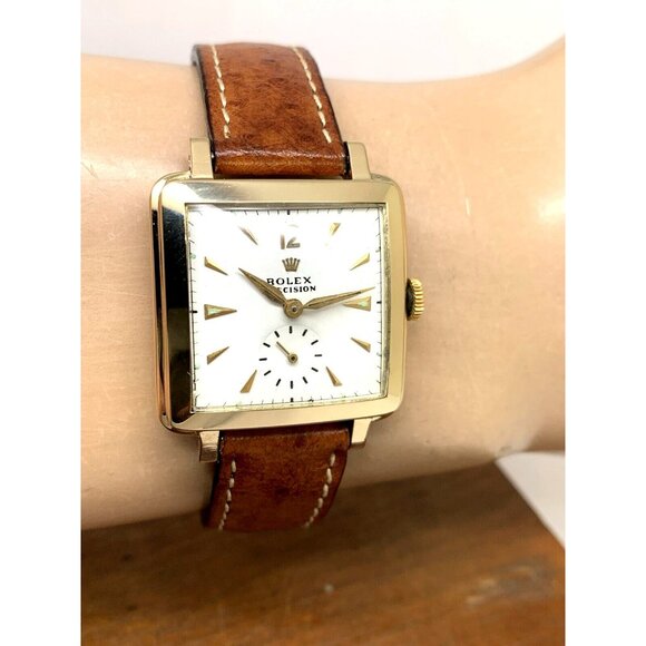 Rolex Precision 4645 Watch Vintage Swiss Automatic 14k Gold Case White Dial 31mm - Picture 13 of 16